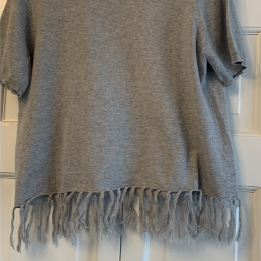 DL1961 Charcoal fringed knit sweater.
